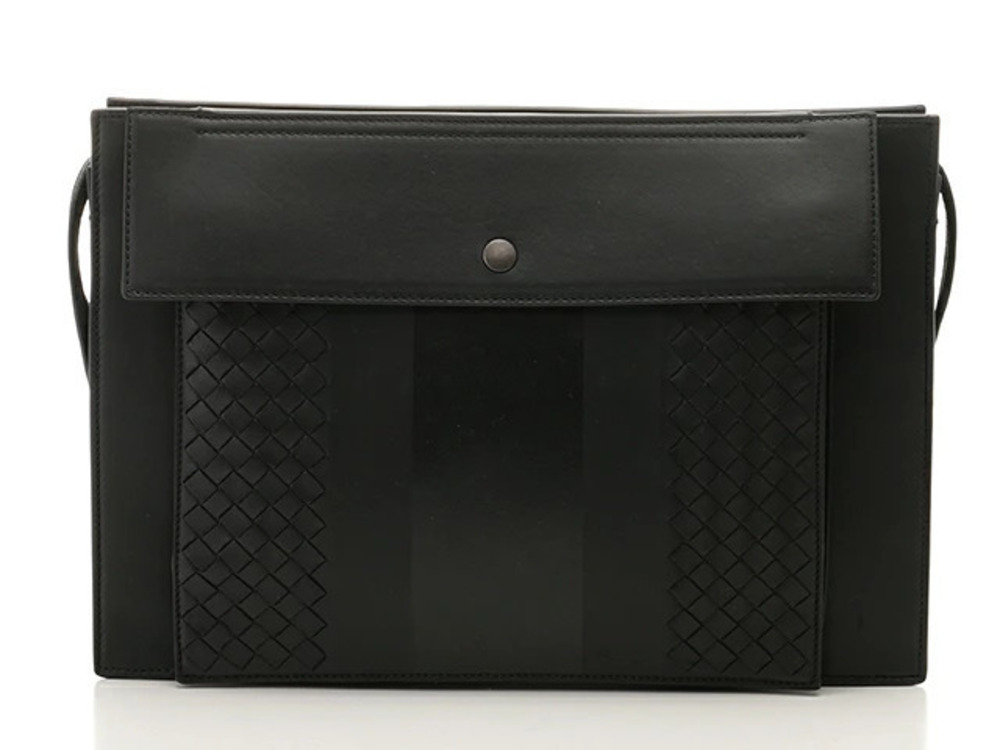 BOTTEGA VENETA Shoulder Bag Intrecciato Black Calfskin